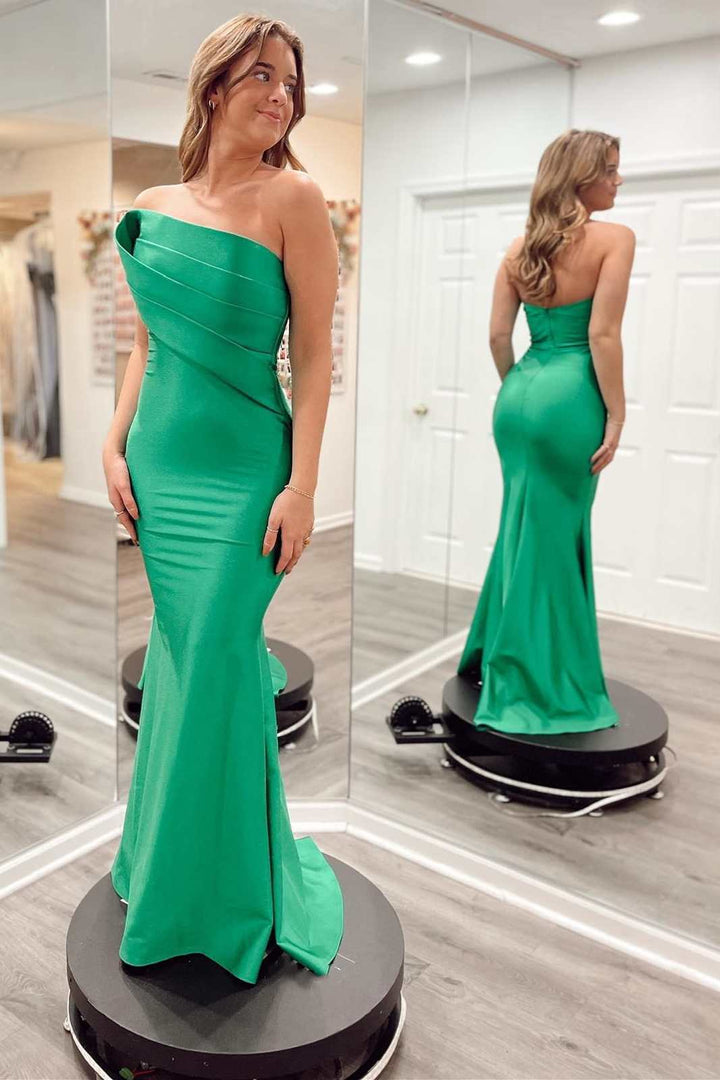 dressimeMermaid Strapless Ruched Long Prom Dresses 