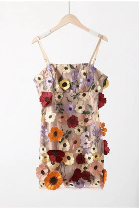 Dressime Sheath Spaghetti Straps 3D Flower Homecoming Dress For Teens