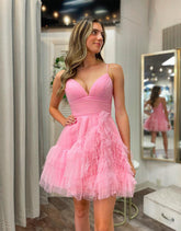 dressimeSimple A-Line Homecoming Dress V Neck Tulle 