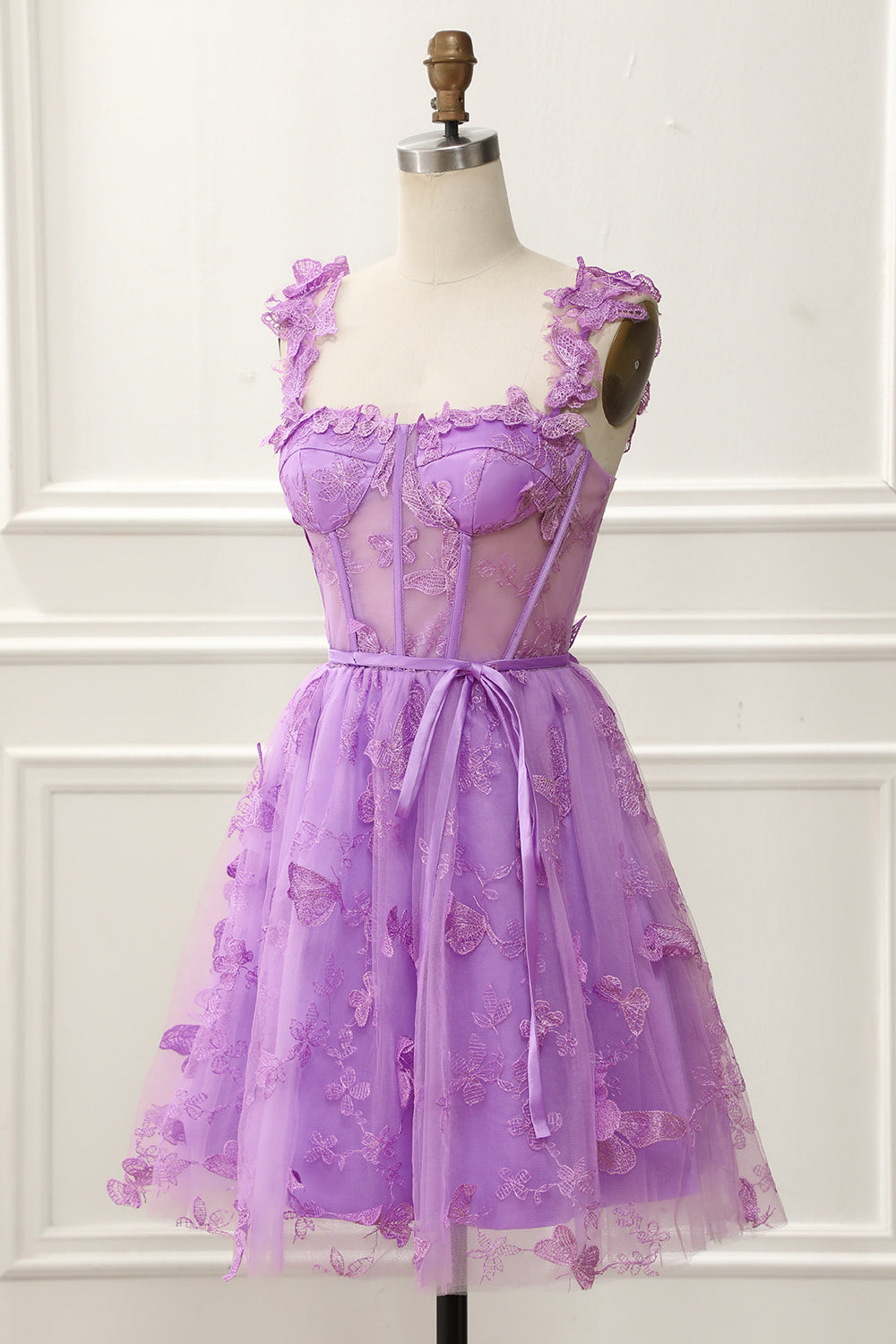 dressimeSpaghetti Straps Butterfly A Line Tulle Butterfly Short/Mini Homecoming Dresses 