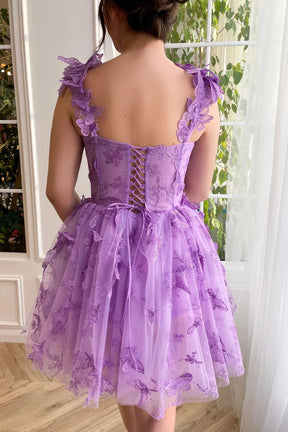 Dressime Spaghetti Straps Butterfly A Line Tulle Butterfly Short/Mini Homecoming Dresses