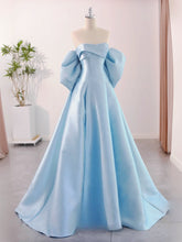 Dressime A-Line Sweetheart Satin Long Party Dress With Puff Sleeves