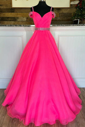Dressime A-Line Beaded Cold-Shoulder Prom Dress With Beaded