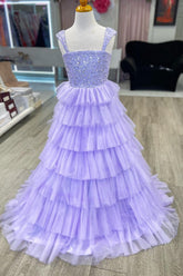 Dressime A-Line Straps Multi-Layer Girl Pageant Dress with Ruffles