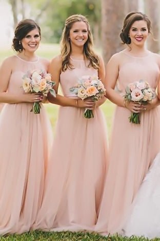 Blush Pink Tulle Bridesmaid Dresses Halter With Ruffles Floor LengthBridesmaid Dressesrjerdress