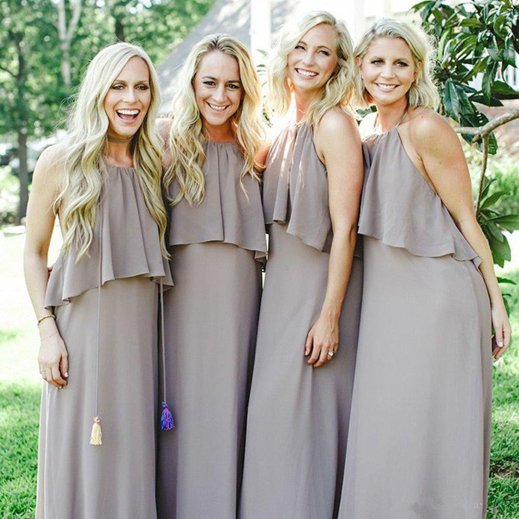 Dressime Jewel Chiffon and Ruffles Long Bridesmaid Dresses dressime