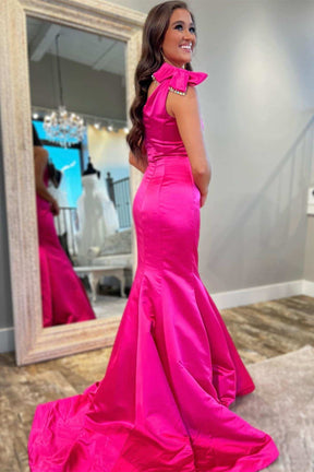 Dressime Mermaid One Shoulder Trumpet Long Prom Dress With Bow dressime