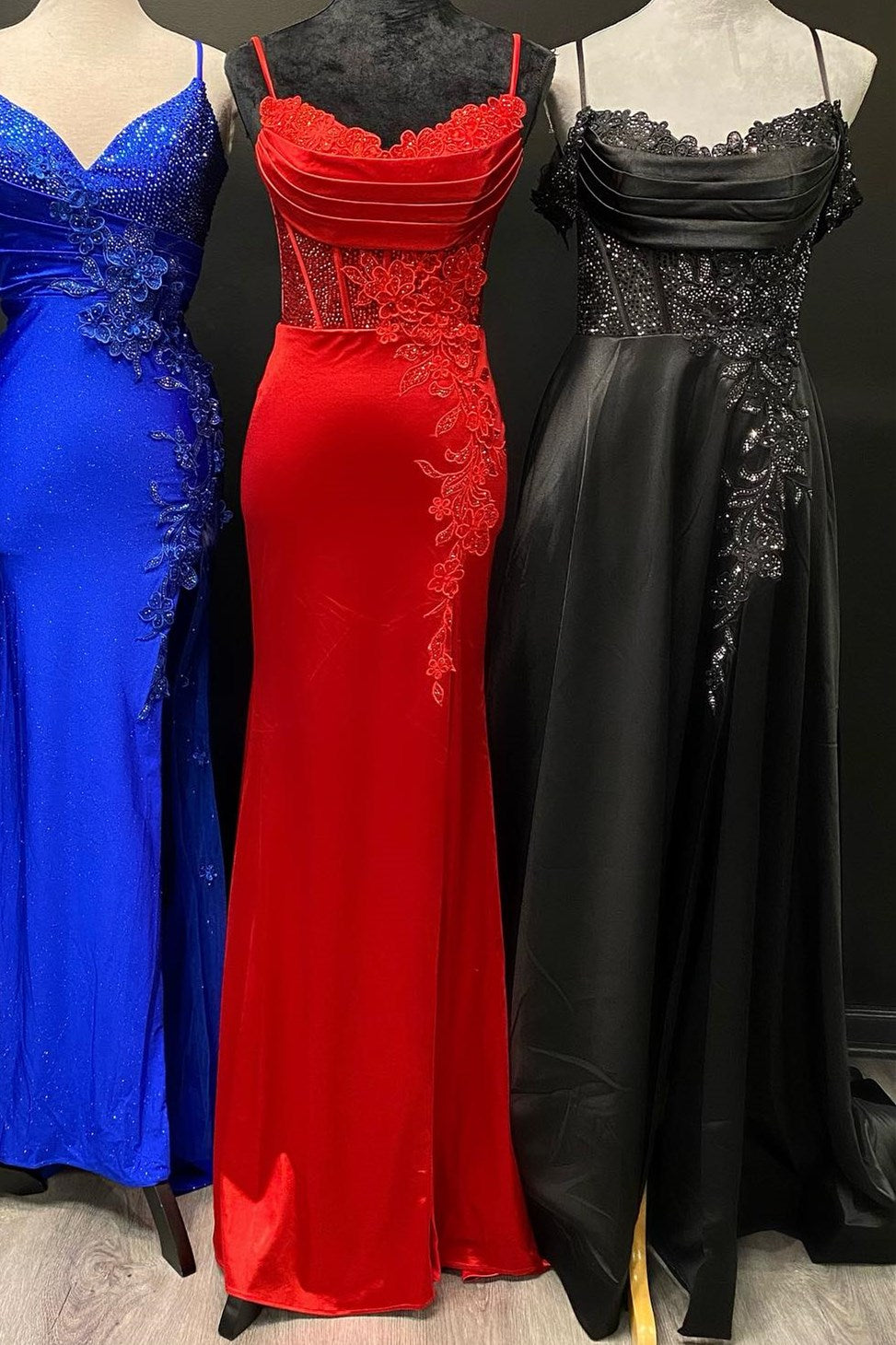 Dressime Mermaid Spaghetti Strap Appliques Long Prom Dress with Slit dressime