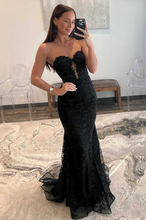 Dressime Mermaid Sweetheart Keyhole Long Prom Dress with Appliques dressime