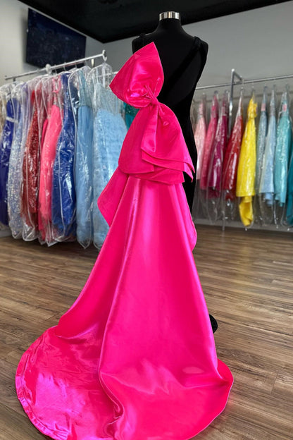 Dressime Mermaid V Neck Velvet Bow-Back Long Prom Dress with Slit dressime