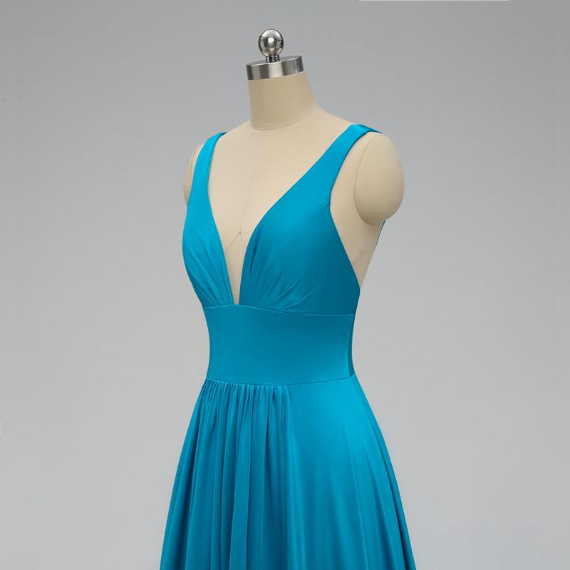 Dressime Mix And Match Elegant A Line V Neck Long Blue Backless Bridesmaid Dresses dressime