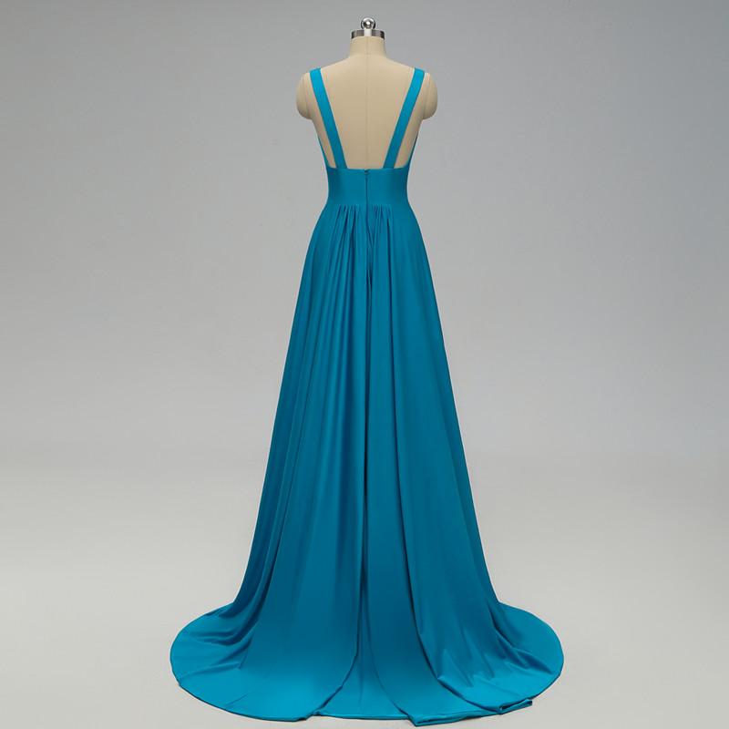 Dressime Mix And Match Elegant A Line V Neck Long Blue Backless Bridesmaid Dresses dressime