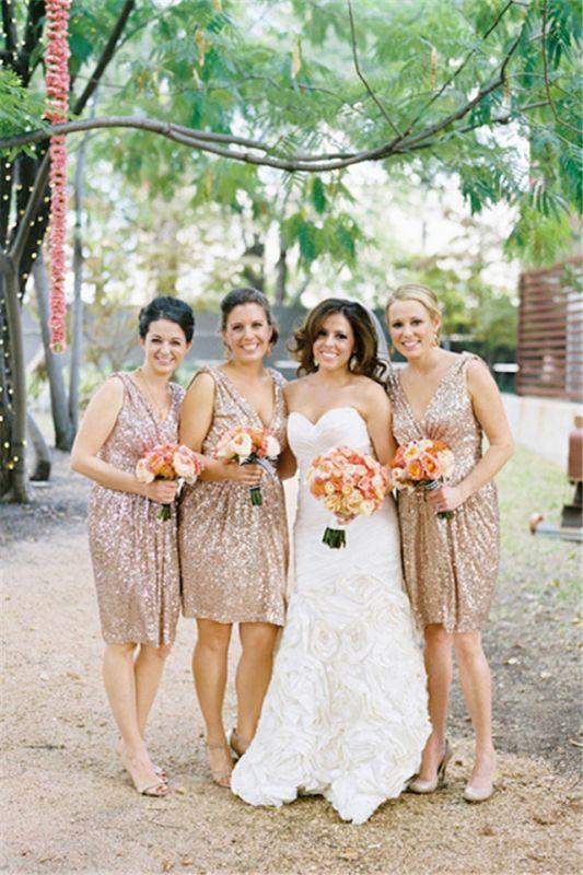 Dressime Sarkly Sleeveless Sequined V-neck Short Bridesmaid Dresses dressime