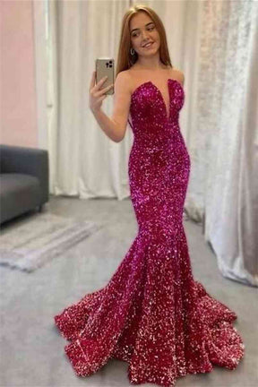 Dressime' Sexy Mermaid Strapless Sequin Long Prom Dress dressime