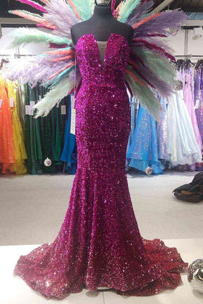 Dressime' Sexy Mermaid Strapless Sequin Long Prom Dress dressime