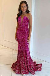 Dressime' Sexy Mermaid Strapless Sequin Long Prom Dress dressime