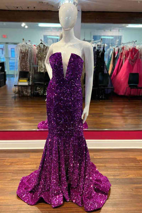 Dressime' Sexy Mermaid Strapless Sequin Long Prom Dress dressime