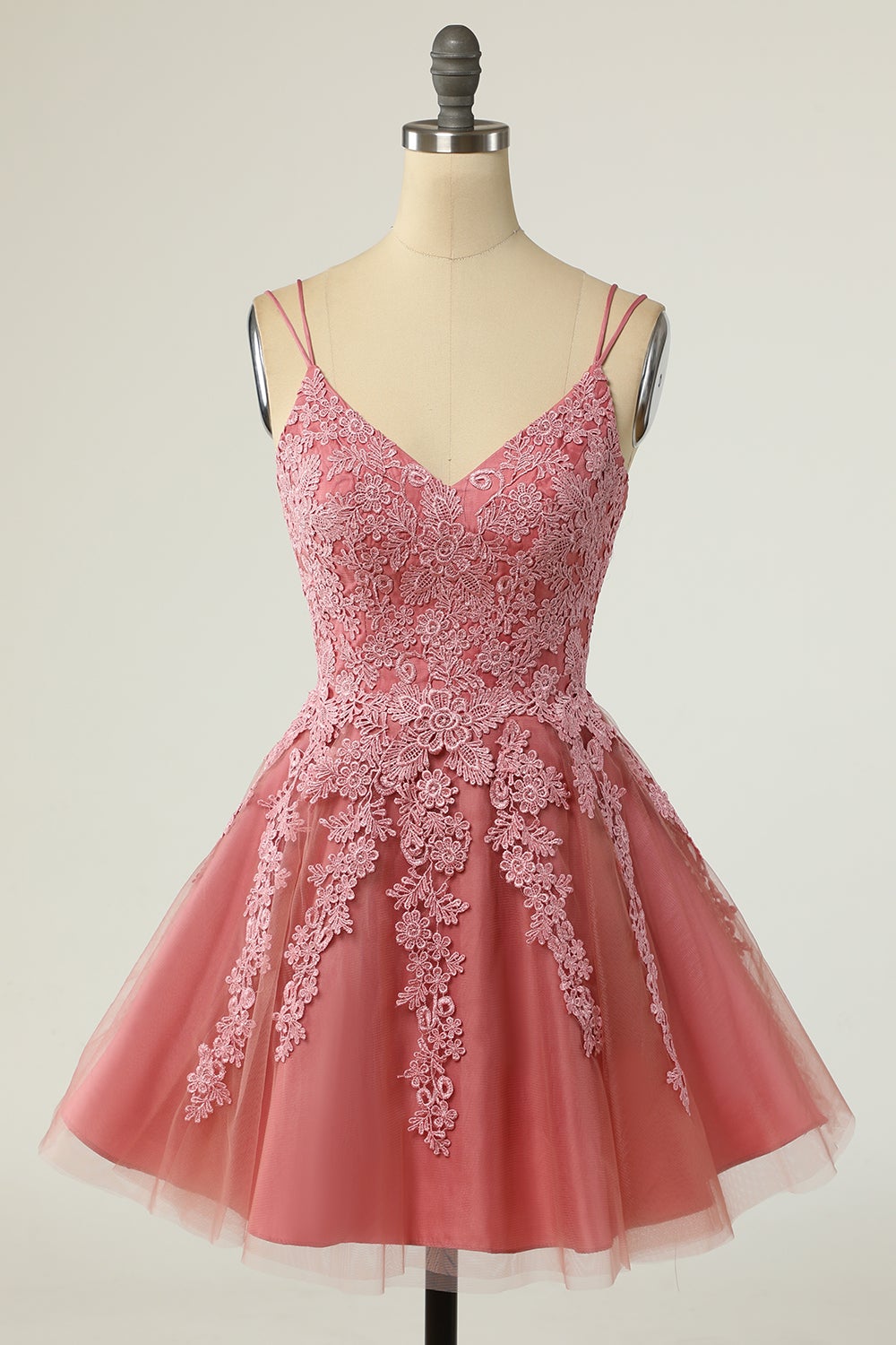 Dressime Tulle V Neck A Line Homecoming Dresses With Applique And Sash dressime